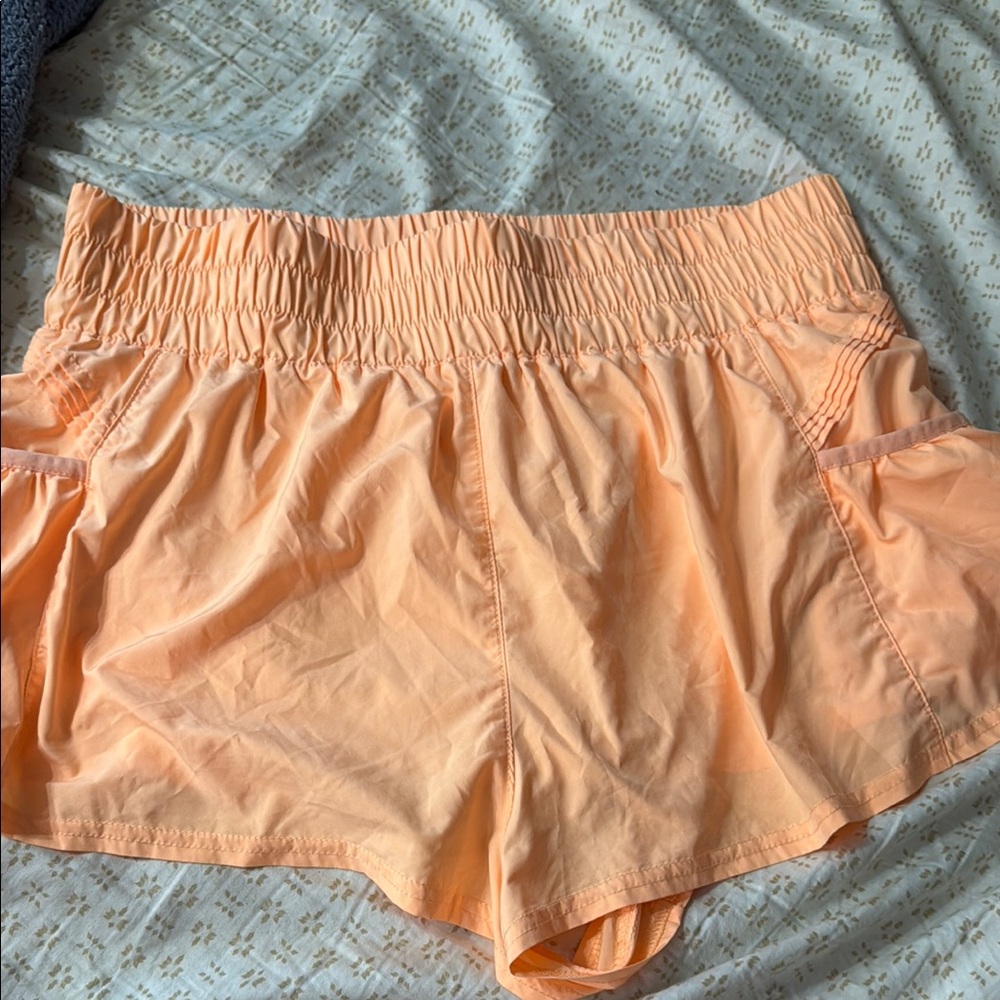 Free People Orange Athletic Shorts Lightweight Relaxed Fit